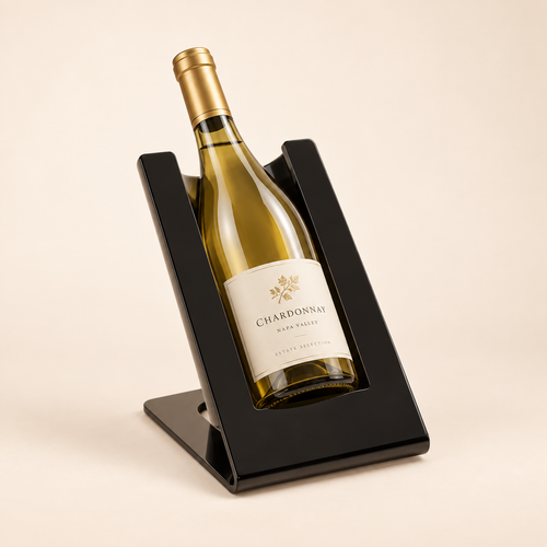Elegant Black Acrylic Wine Cooler with Reusable Cooling Element